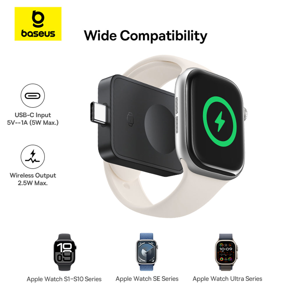 Incarcator Baseus Magnetic Wireless MagPro (P10264106123-00), for Apple Watch, USB-C, 2.5W, Negru Cosmic