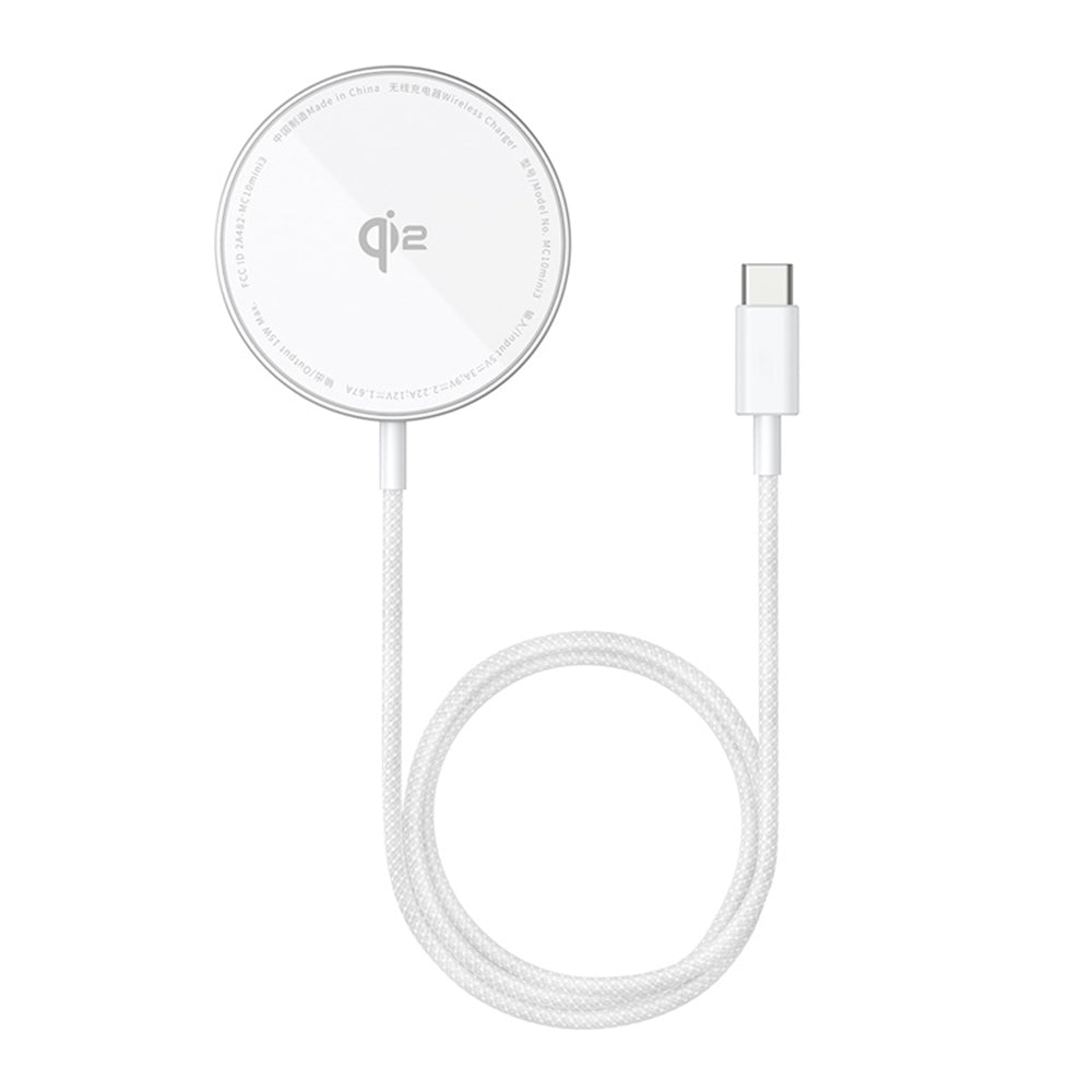 Incarcator Baseus Magnetic Wireless Simple Mini4 Air (P10278200S11-00), Fast Charging, Cable Type-C, Qi2, 15W, Frost Silver