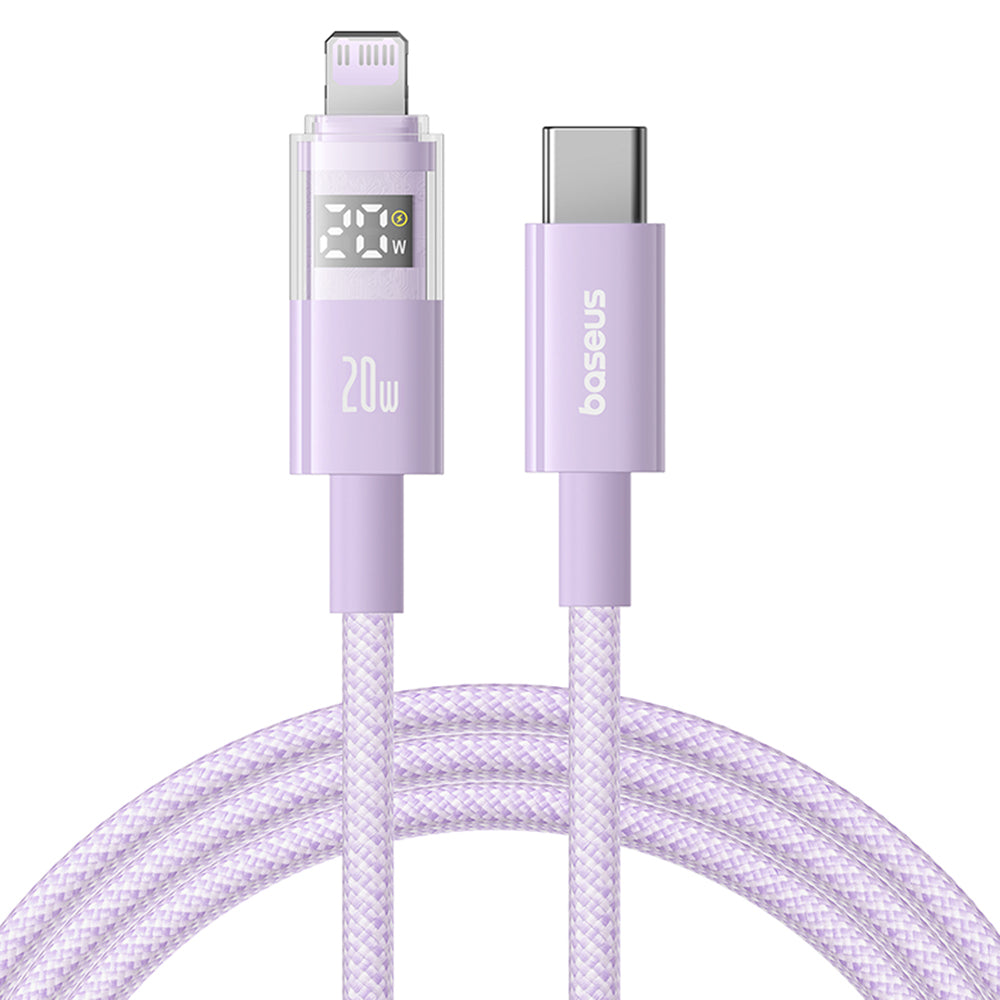 Cablu Baseus Display 2 (P10382703511-00), Fast Charging, Type-C, Lightning, Digital Display, 20W, 1m, Nebula Purple