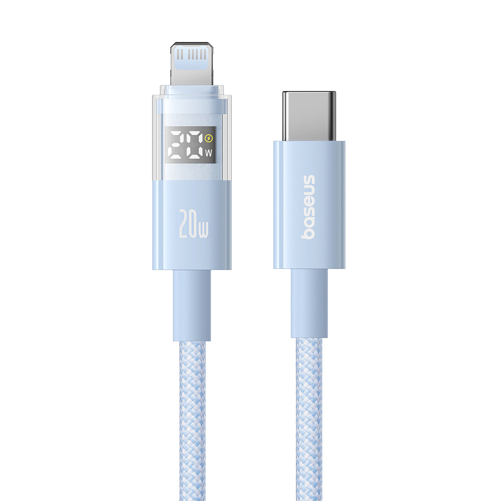 Cablu Baseus Display 2 (P10382703311-00), Fast Charging, Type-C to Lightning, Digital Display, 20W, 1m, Galaxy Blue