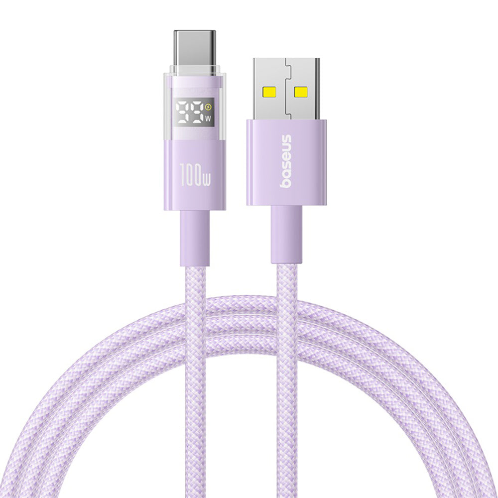 Cablu Baseus Display 2 (P10382701511-01), Fast Charging, USB to Type-C, Digital Display, 100W, 2m, Nebula Purple