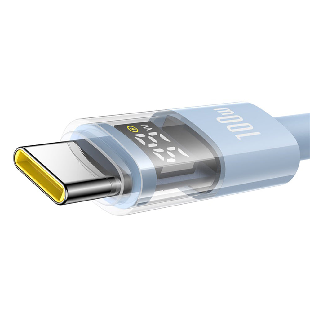 Cablu Baseus Display 2 (P10382701311-01), Fast Charging, USB to Type-C, Digital Display, 100W, 2m, Galaxy Blue
