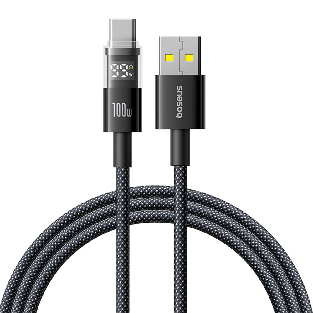 Cablu Baseus Display 2 (P10382701111-00), Fast Charging, USB to Type-C, Digital Display, 100W, 2m, Negru Cosmic
