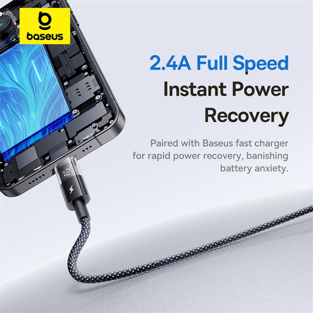 Cablu Baseus Display 2 (P10382700121-00), USB to Lightning, Fast Charging, Digital Display, 2.4A, 1m, Negru Cosmic