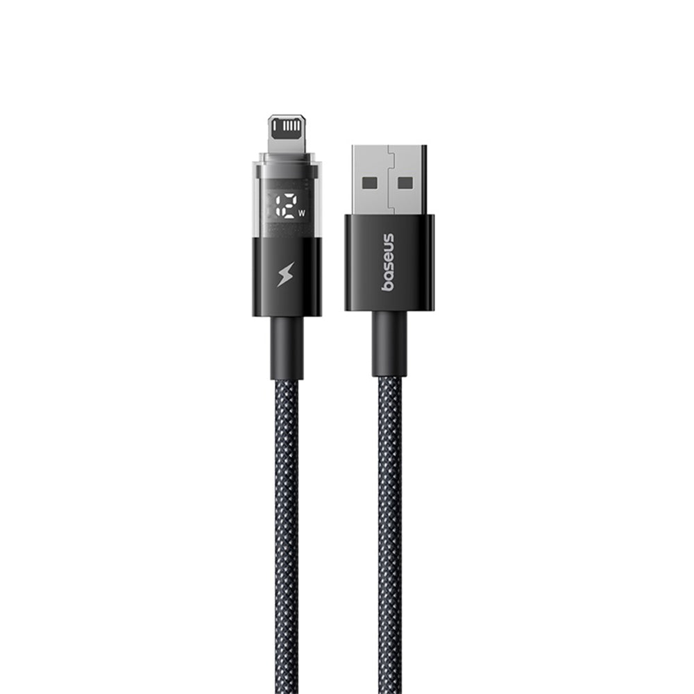 Cablu Baseus Display 2 (P10382700121-00), USB to Lightning, Fast Charging, Digital Display, 2.4A, 1m, Negru Cosmic