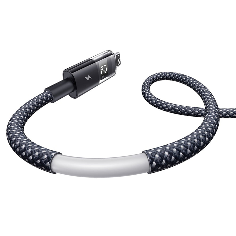 Cablu Baseus Display 2 (P10382700121-00), USB to Lightning, Fast Charging, Digital Display, 2.4A, 1m, Negru Cosmic