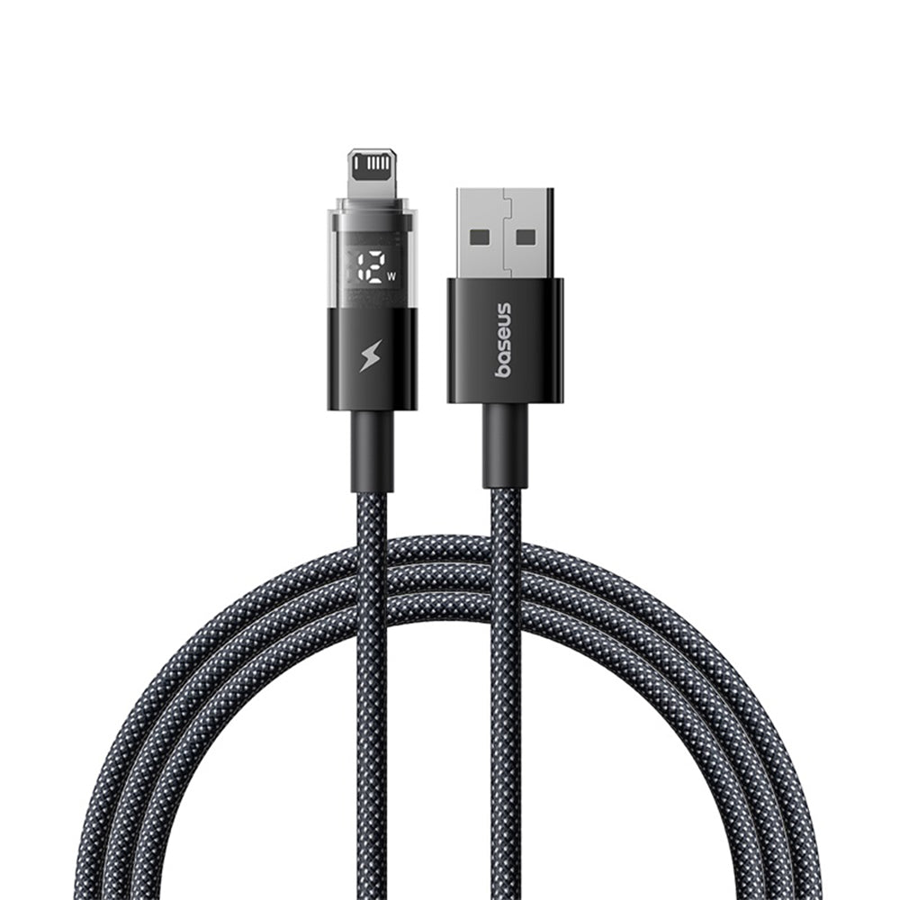 Cablu Baseus Display 2 (P10382700121-00), USB to Lightning, Fast Charging, Digital Display, 2.4A, 1m, Negru Cosmic