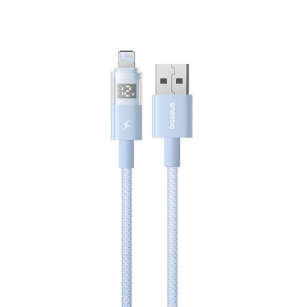 Cablu Baseus Display 2 (P10382700311-00), USB to Lightning, Fast Charging, Digital Display, 2.4A, 1m, Galaxy Blue