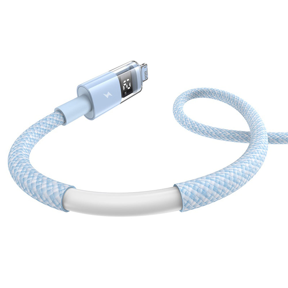 Cablu Baseus Display 2 (P10382700311-00), USB to Lightning, Fast Charging, Digital Display, 2.4A, 1m, Galaxy Blue