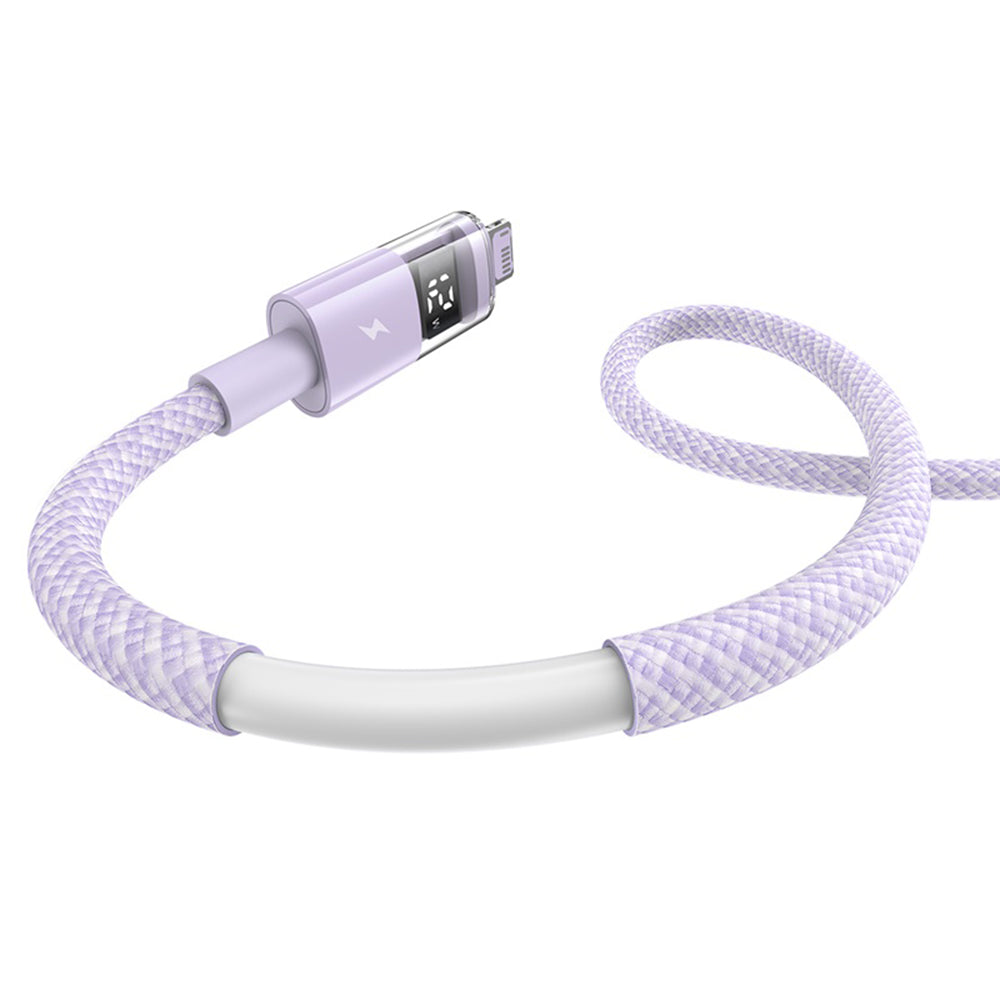Cablu Baseus Display 2 (P10382700511-00), USB to Lightning, Fast Charging, Digital Display, 2.4A, 1m, Nebula Purple