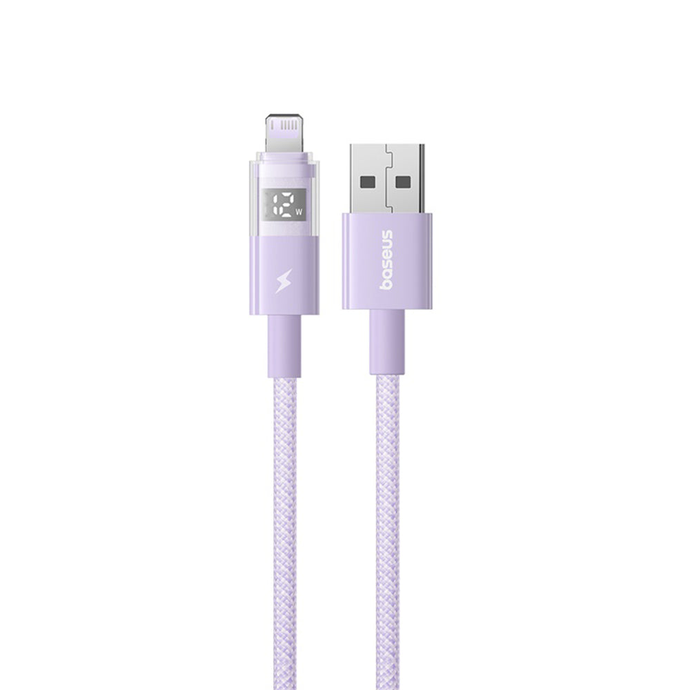 Cablu Baseus Display 2 (P10382700511-01), USB to Lightning, Fast Charging, Digital Display, 2.4A, 2m, Nebula Purple