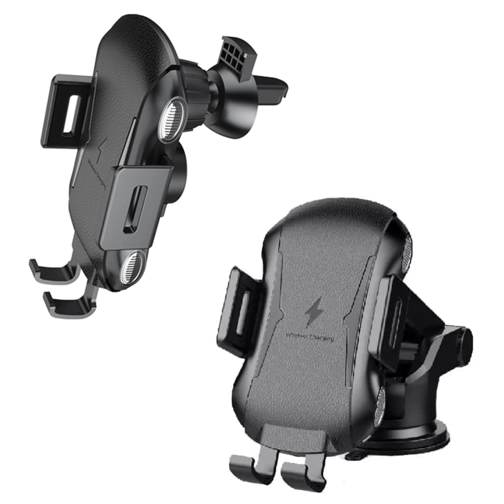 Suport Techsuit with Wireless Charging Premium (CAPD032), for Dashboard, Windshield, Air Vent, 10W, Negru