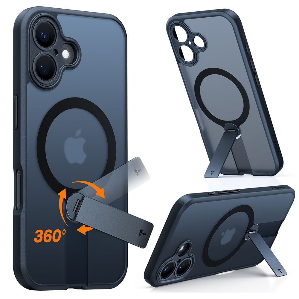 Husa de protectie Torras Pstand Spin MagSafe compatibil cu iPhone 16, Negru