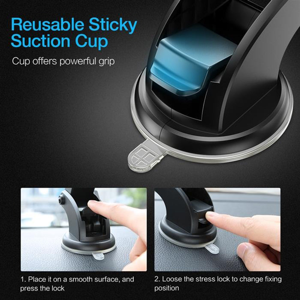 Suport Techsuit with Wireless Charging Premium (CAPD032), for Dashboard, Windshield, Air Vent, 10W, Negru