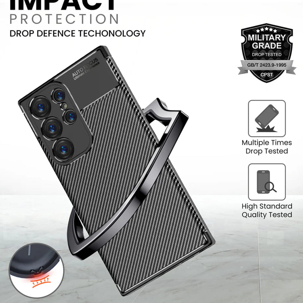 Husa de protectie Techsuit CarbonFiber compatibil cu Samsung Galaxy S25 Ultra, Negru