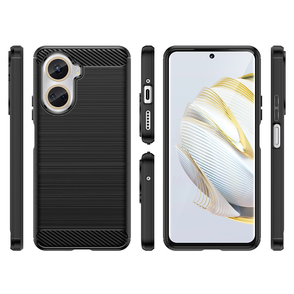 Husa de protectie Techsuit Carbon Silicone compatibil cu Huawei nova 10 SE, Negru