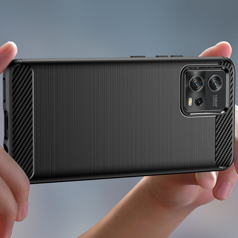 Husa de protectie Techsuit Carbon Silicone compatibil cu Motorola Moto G72, Negru
