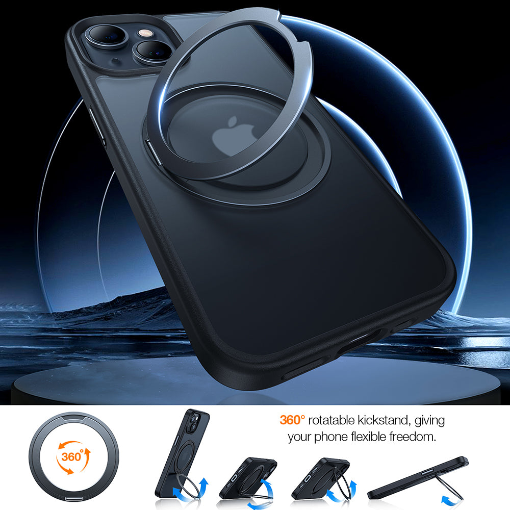 Husa de protectie Torras Ostand Pro MagSafe Series compatibil cu iPhone 15, Negru