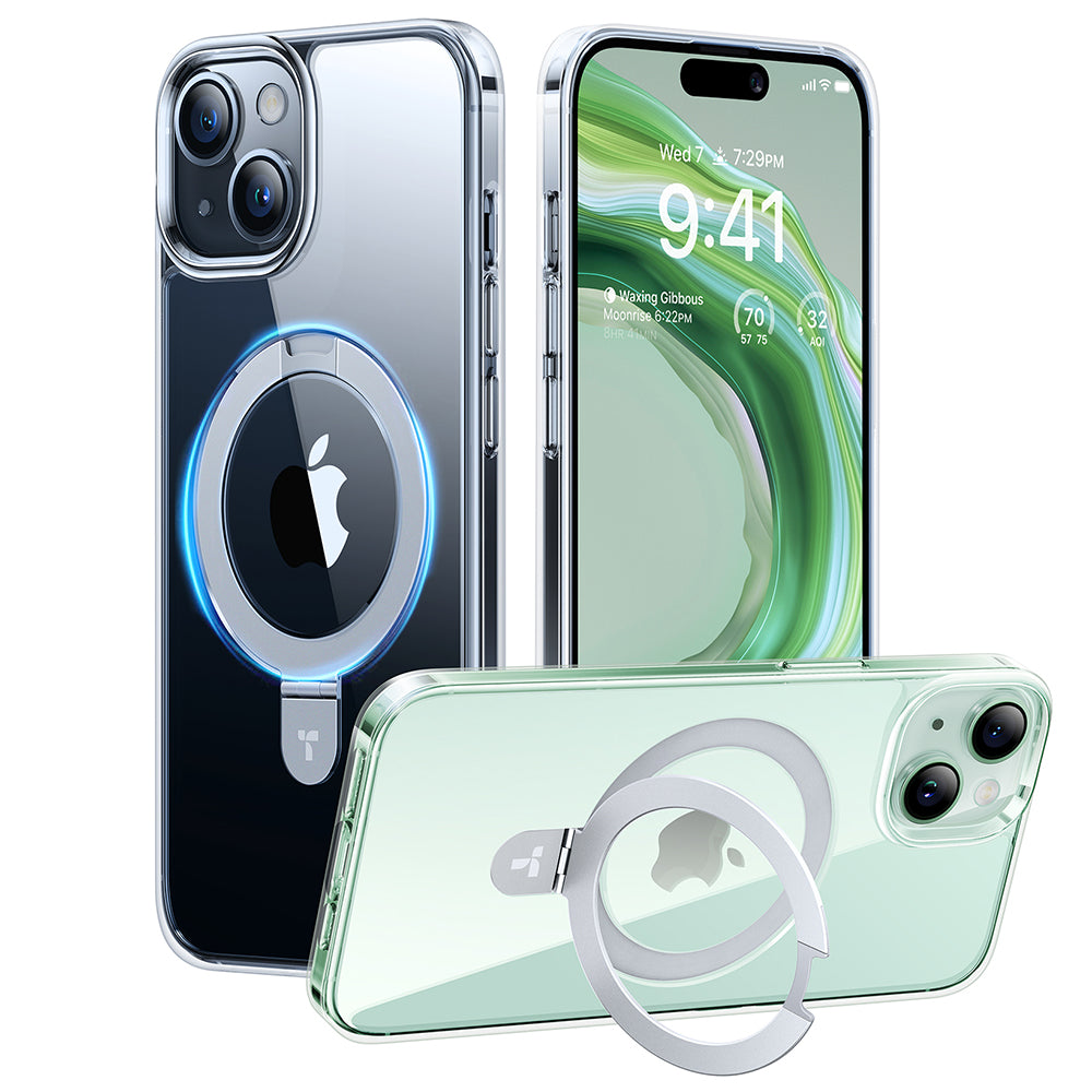 Husa de protectie Torras Ostand MagSafe Series compatibil cu iPhone 15, Transparent