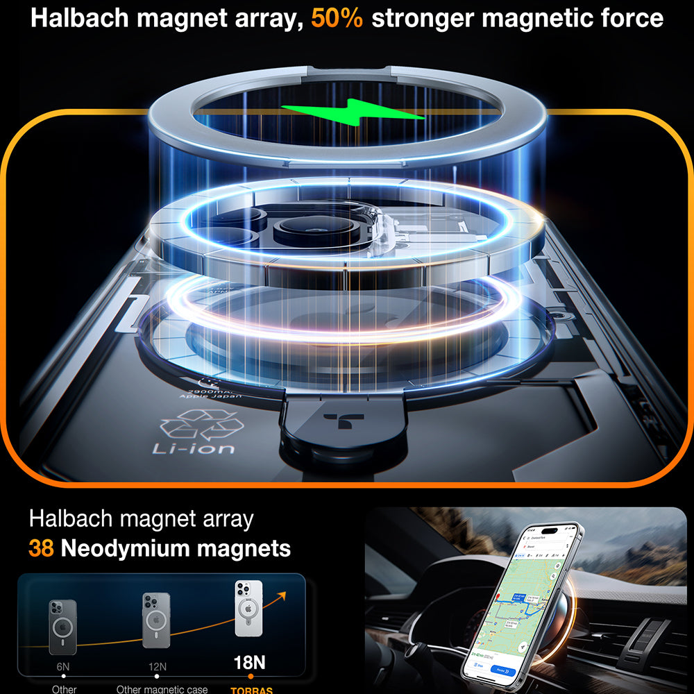 Husa de protectie Torras Ostand MagSafe Series compatibil cu iPhone 15 Pro, Transparent