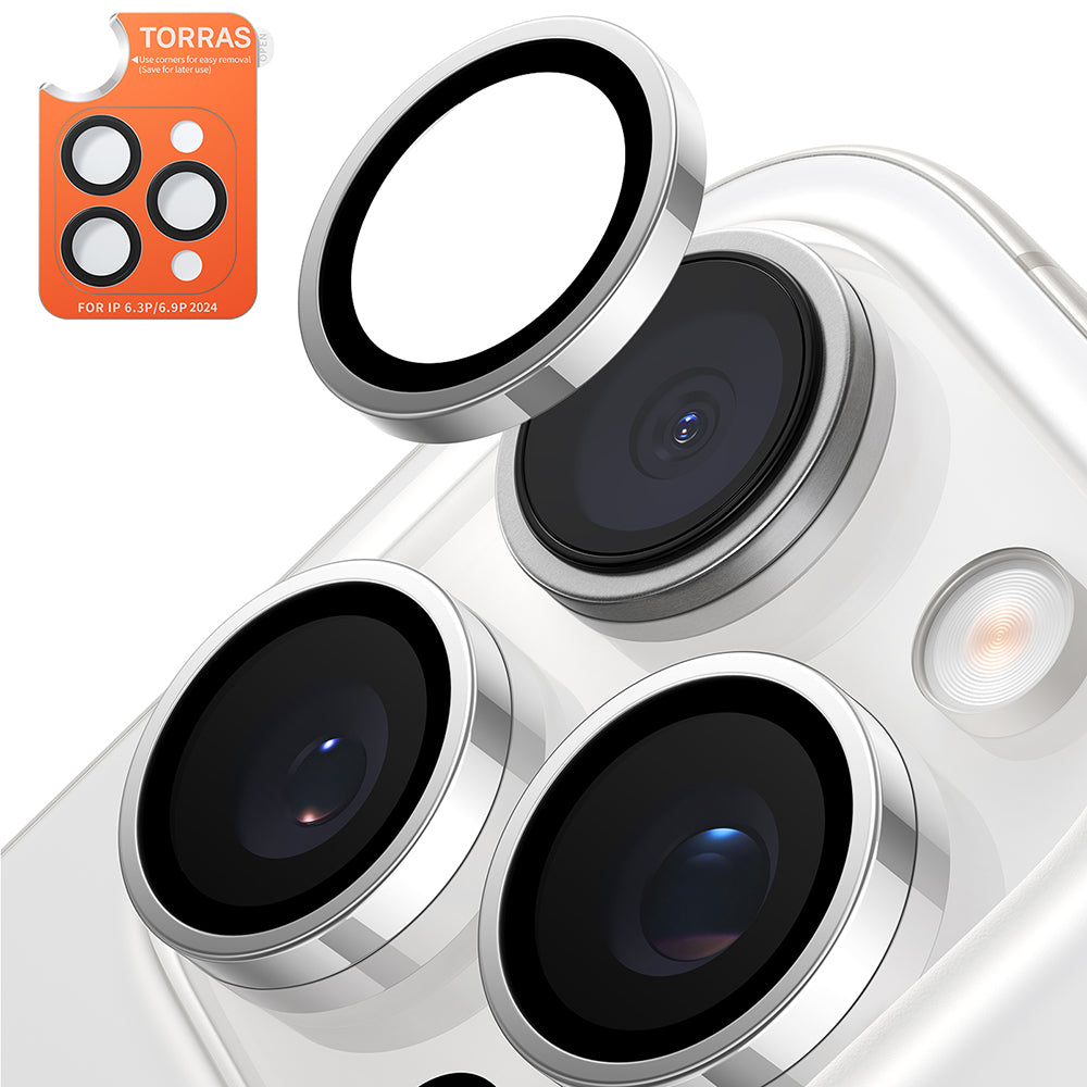 Torras Folie de protectie Torras Lensguard Camera compatibil cu iPhone 16 Pro / iPhone 16 Pro Max, Titanium Grey – imagi