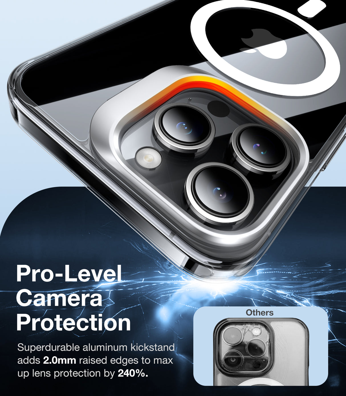 Husa de protectie Torras Lstand MagSafe compatibil cu iPhone 15 Pro, Transparent