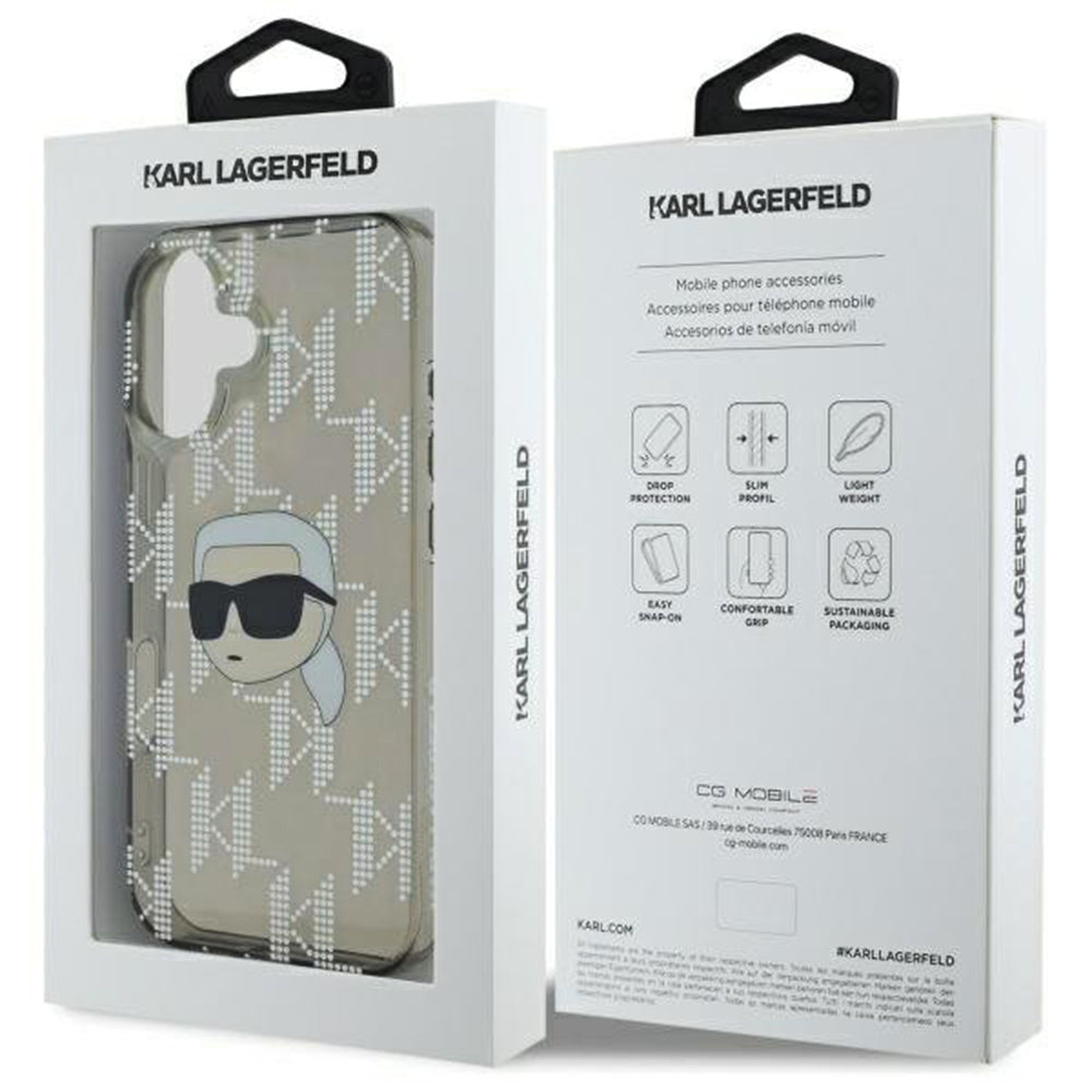 Husa de protectie Karl Lagerfeld IML Luxury Electroplated (KLHCP16SHKLPKHK) compatibil cu iPhone 16, Karl Head