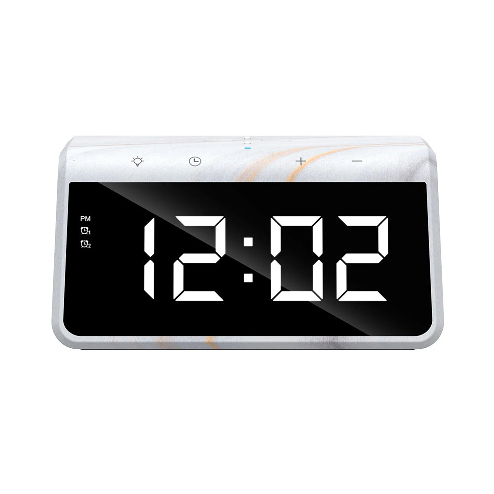Incarcator Havit Desk Phone Wireless (W320), with Digital Clock, RGB LED Light, 15W, Marble