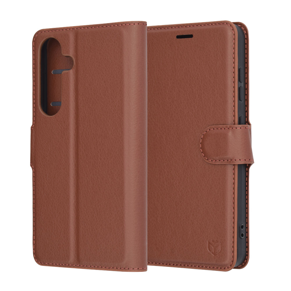 Husa de protectie Techsuit Leather Folio compatibil cu Samsung Galaxy S25, Maro