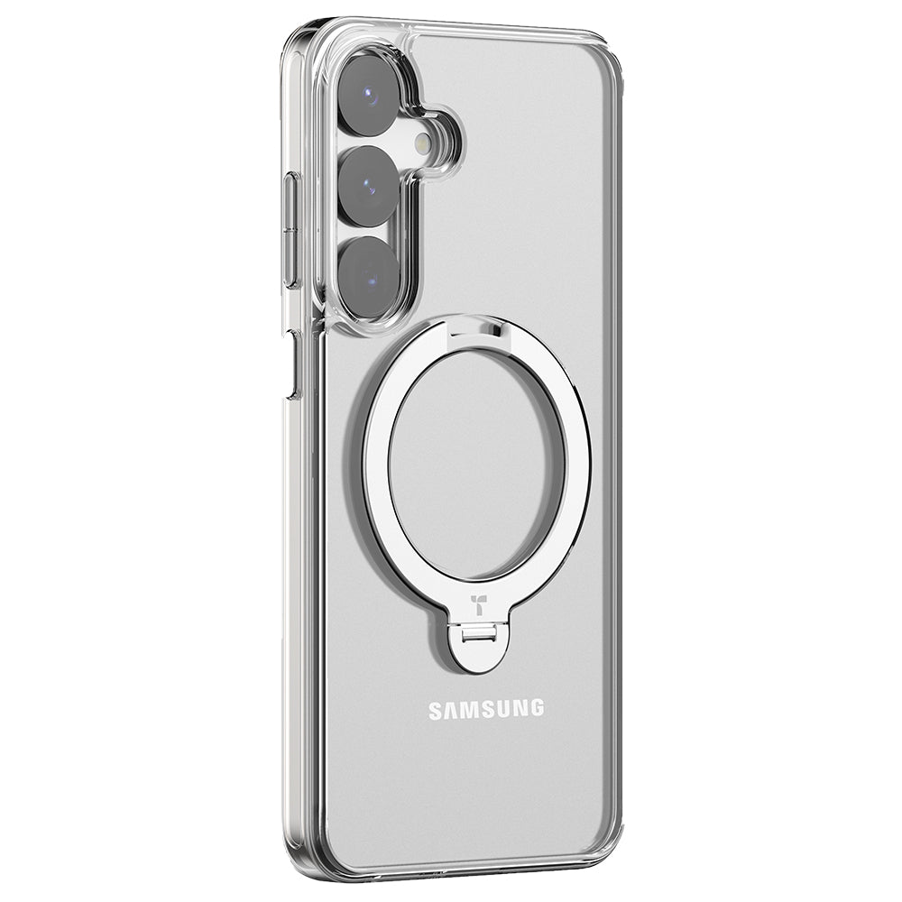 Husa de protectie Torras Ostand Spin MagSafe Series compatibil cu Samsung Galaxy S25 Plus, Transparent