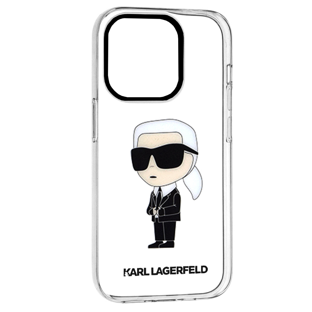 Husa de protectie Karl Lagerfeld Hardcase Transparent (KLHCP14LHNIKTCT) compatibil cu iPhone 14 Pro, Ikonik Karl Lagerfeld