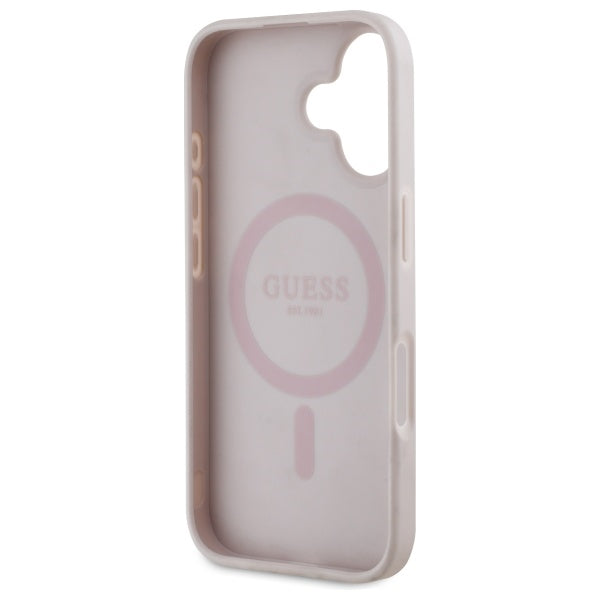 Husa de protectie Guess Hardcase 4G Flower Print MagSafe (GUHMP16SP4ROPEMCP) compatibil cu iPhone 16, Roz