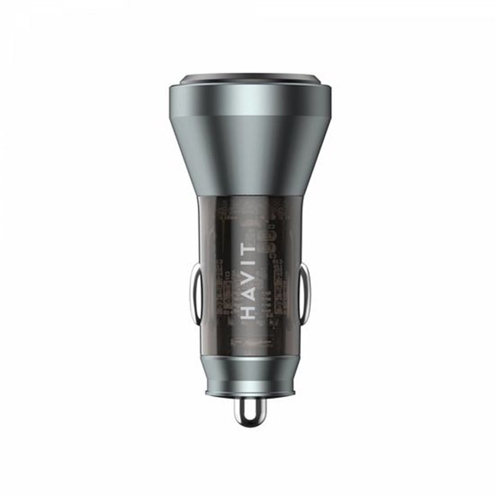 Incarcator Havit Car (CC2017), Type-C, USB, 45W, 3A, Visible Internal Structural Design, Negru / Blue