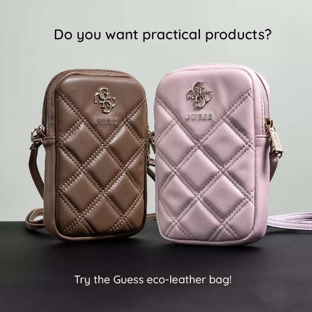 Geanta Guess Universal Phone Pouch Zip Quilted 4G (GUWBZPSQSSGP), Universal, Adjustable Strap, Zip Closure, Roz