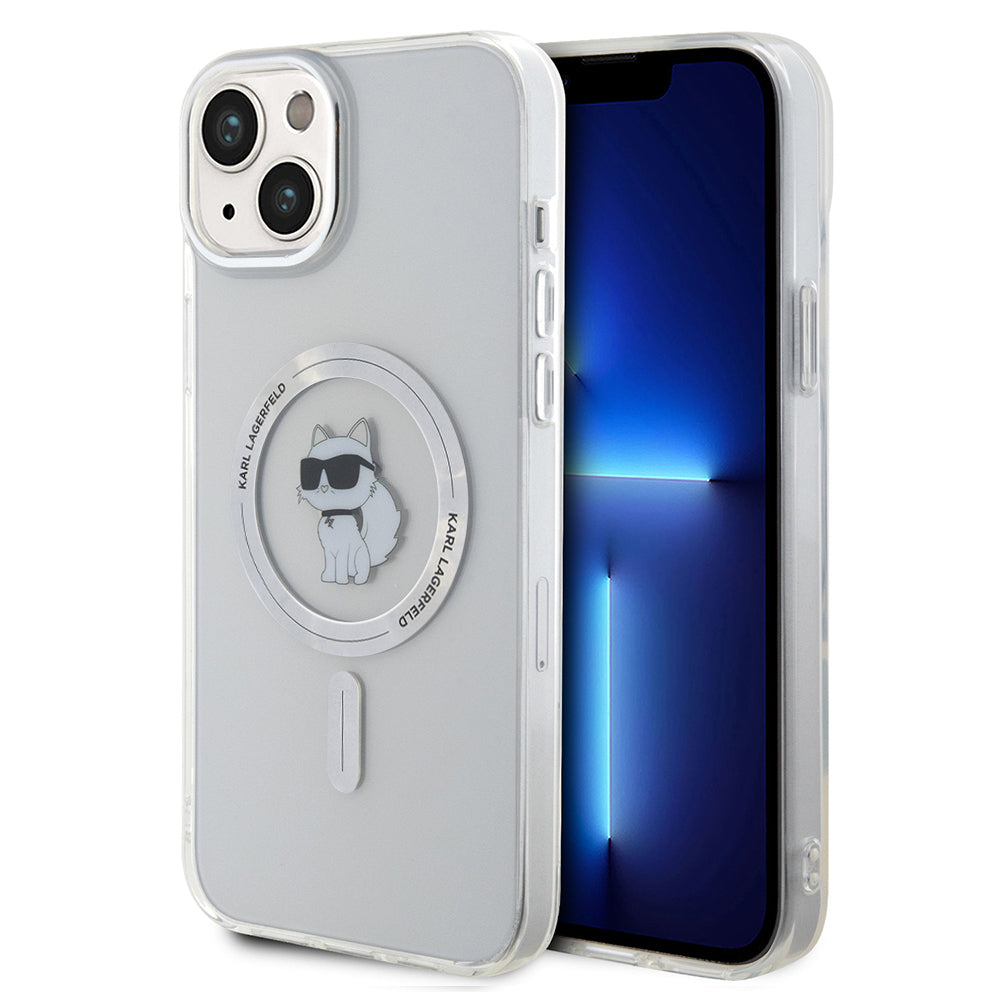Husa de protectie Karl Lagerfeld IML MagSafe (KLHMP15MHFCCNOT) compatibil cu iPhone 15 Plus, Transparent Choupette