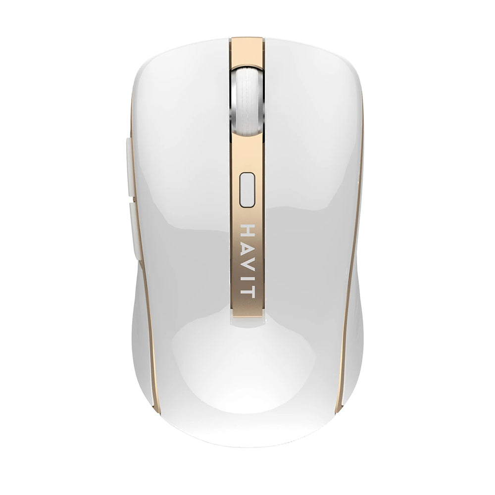 Tastatura/Mouse Havit Wireless Mouse (MS951GT), 2.4GHz, 1000/1200/1600 DPI, AA Battery, Alb / Golden