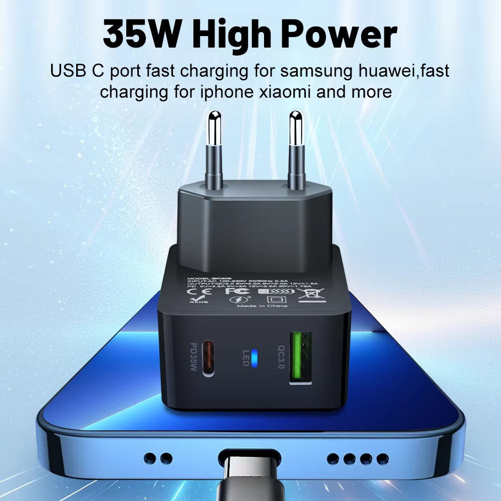 Incarcator Techsuit Premium Tiny Series (CHPD173), GaN, USB, Type-C, Fast Charge, PD35W, Alb