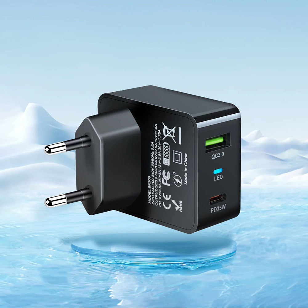 Incarcator Techsuit Premium Tiny Series (CHPD173), GaN, USB, Type-C, Fast Charge, PD35W, Alb