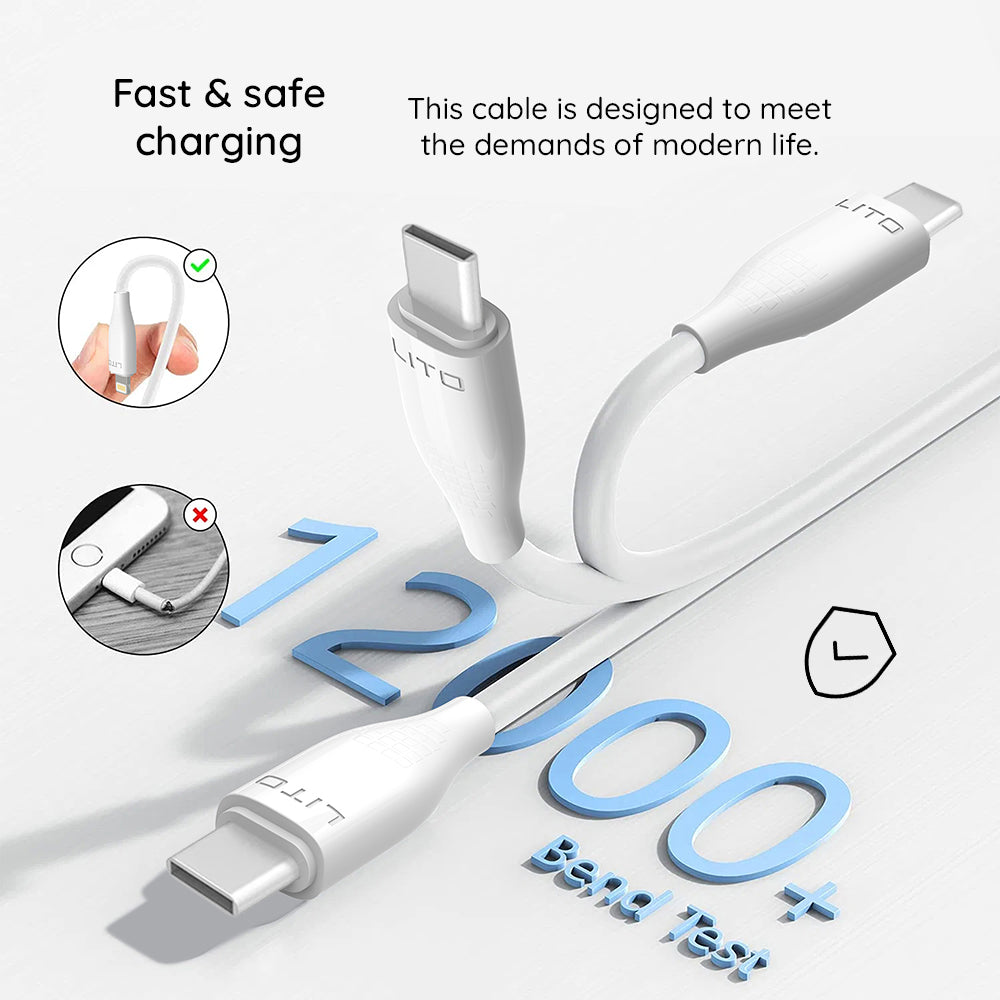Cablu Lito (LD03T), USB to Type-C, Fast Charging, 2.4A, 1m, Alb