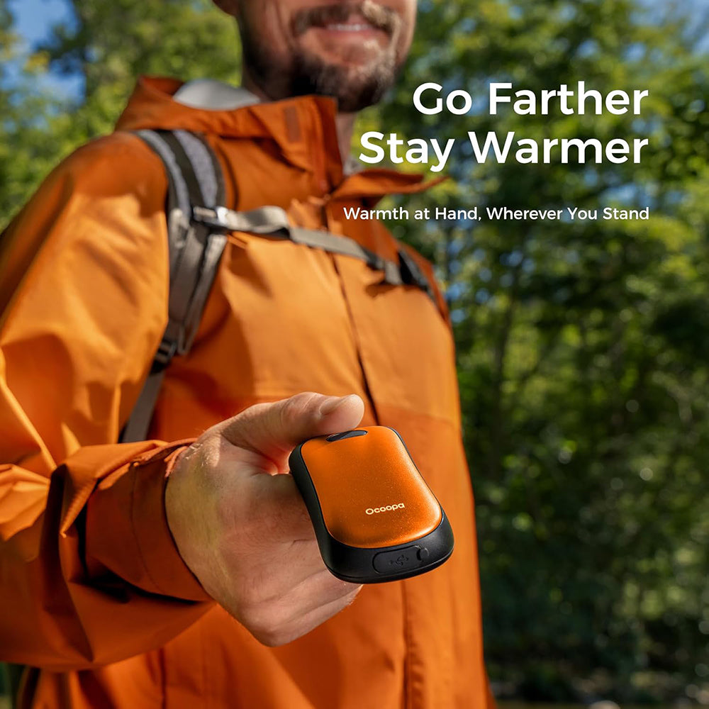 Ocoopa Hand Warmer UT4 Urban (UT3061- OG), USB-C, IP45, Adjustable Heat, Magnetic, with Strap, 2x 3000mAh, Portocaliu
