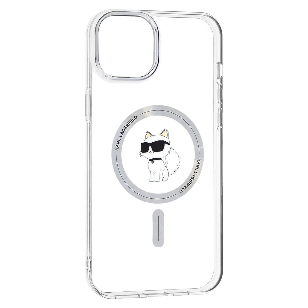 Husa de protectie Karl Lagerfeld IML MagSafe (KLHMP15MHFCCNOT) compatibil cu iPhone 15 Plus, Transparent Choupette