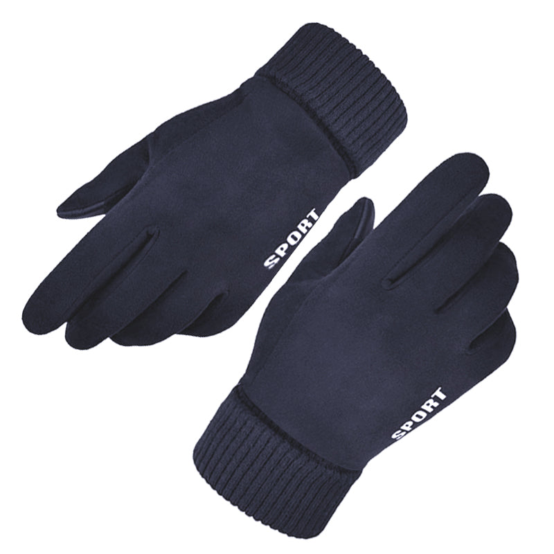 Techsuit Touchscreen Gloves Suede (ST0009), PU Leather, Plush Interior, Albastru