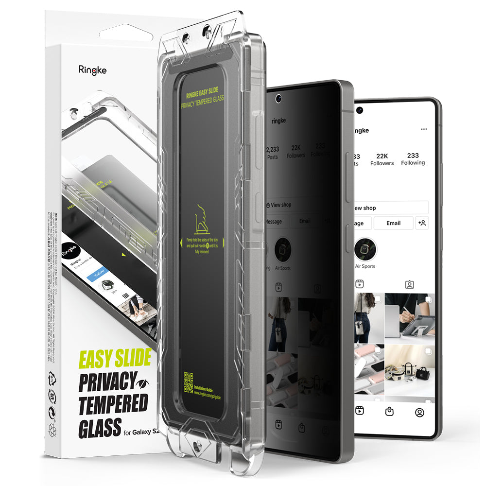 Folie de protectie Ringke Easy Slide Privacy Tempered Glass (set de 2) compatibil cu Samsung Galaxy S25 Ultra, Negru