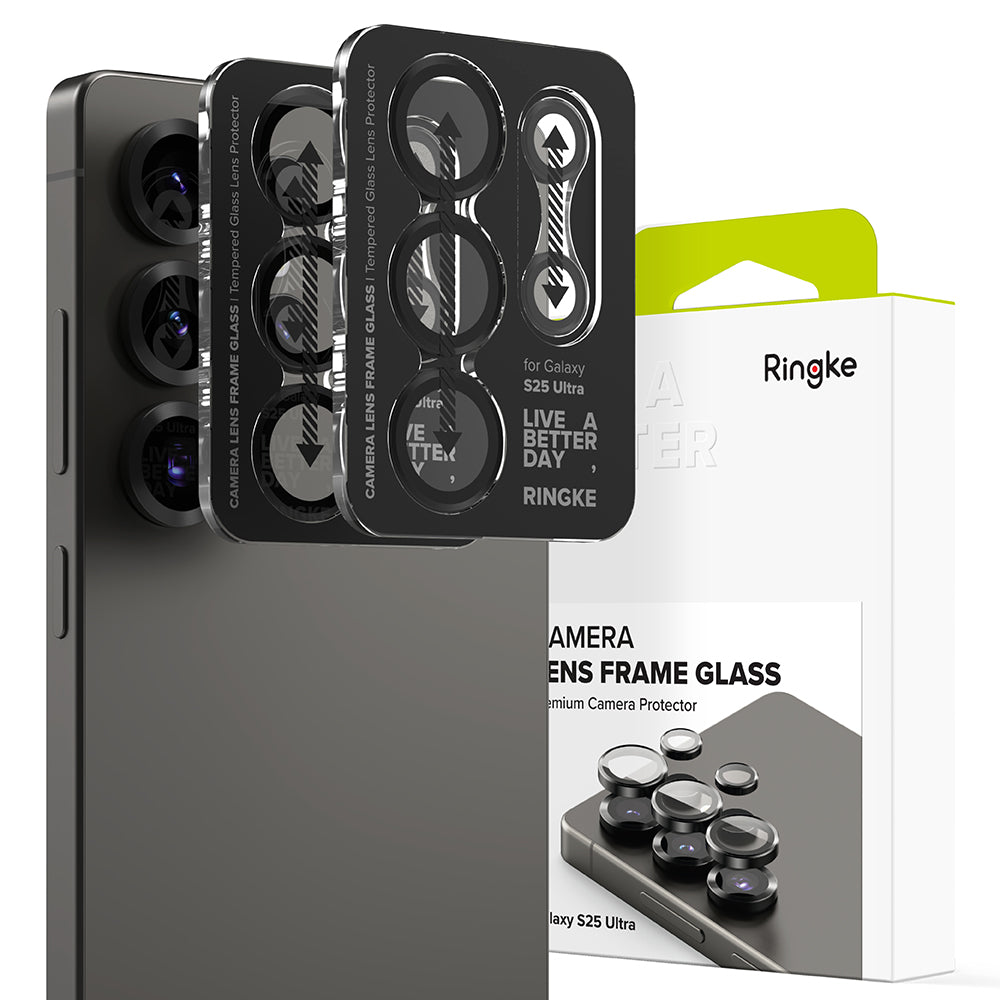 Folie Camera pentru Samsung Galaxy S25 Ultra (set 2) - Ringke Camera Lens Frame Glass - Black
