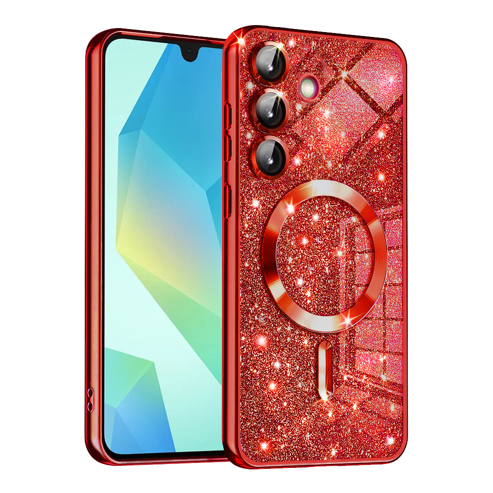 Husa de protectie Techsuit Luxury Glitter MagSafe compatibil cu Samsung Galaxy A16 4G / A16 5G, Rosu