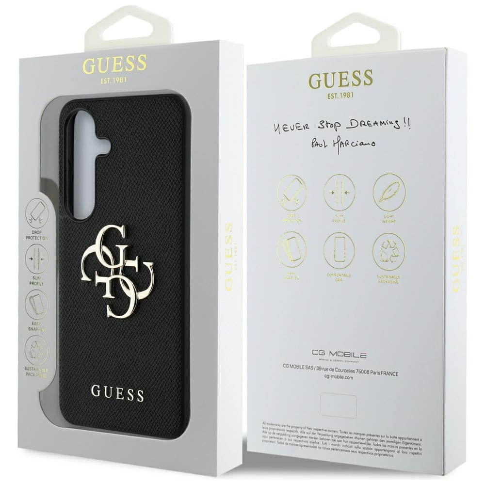 Husa de protectie Guess Hardcase 4G Grained Big and Classic Logo (GUHCS25MPGT4MBK) compatibil cu Samsung Galaxy S25 Plus, Negru