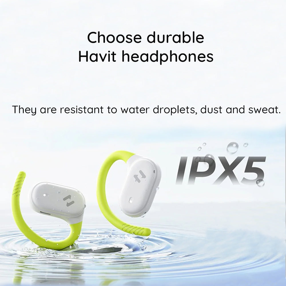 Casti Havit (OWS915), with Microphone, Bluetooth 5.4, TWS, ENC, IPX5, USB-C, 1000mAh, Havit Life App, Alb