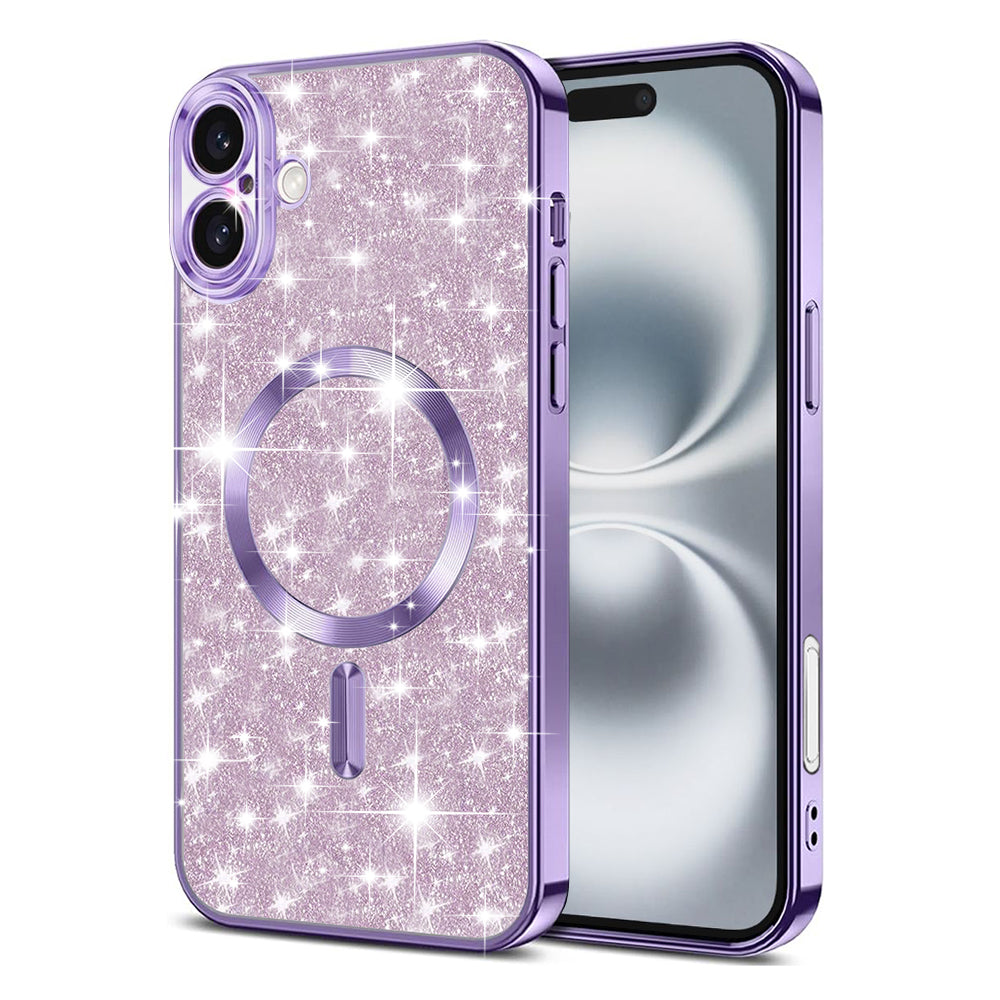 Husa de protectie Techsuit Luxury Glitter MagSafe compatibil cu iPhone 16 Plus, Mov Deschis