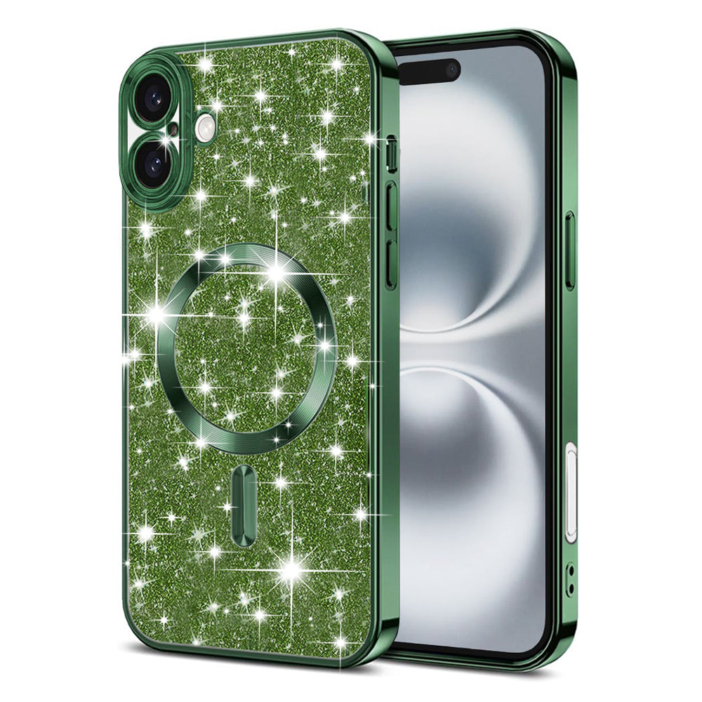 Husa de protectie Techsuit Luxury Glitter MagSafe compatibil cu iPhone 16 Plus, Deep Green