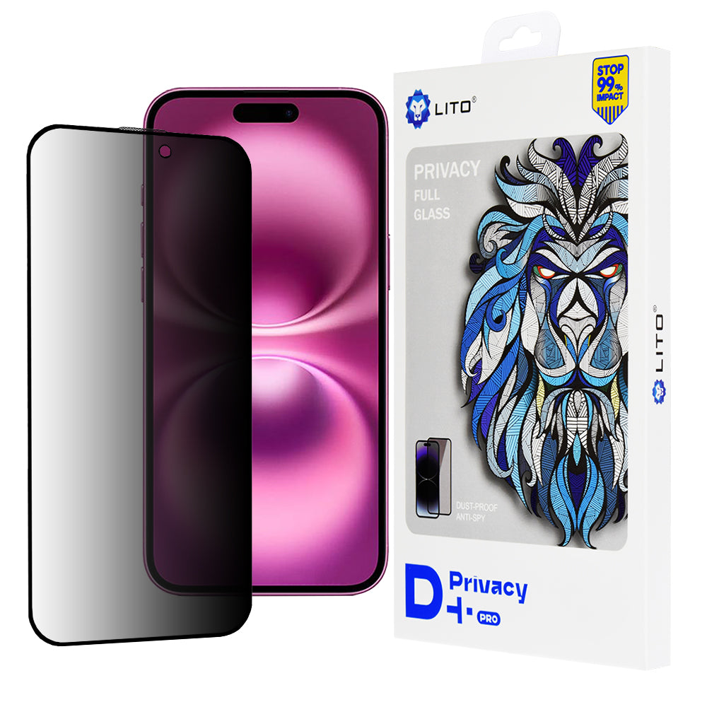 Folie de protectie Lito D+ Pro Privacy compatibil cu iPhone 16 Plus, Negru